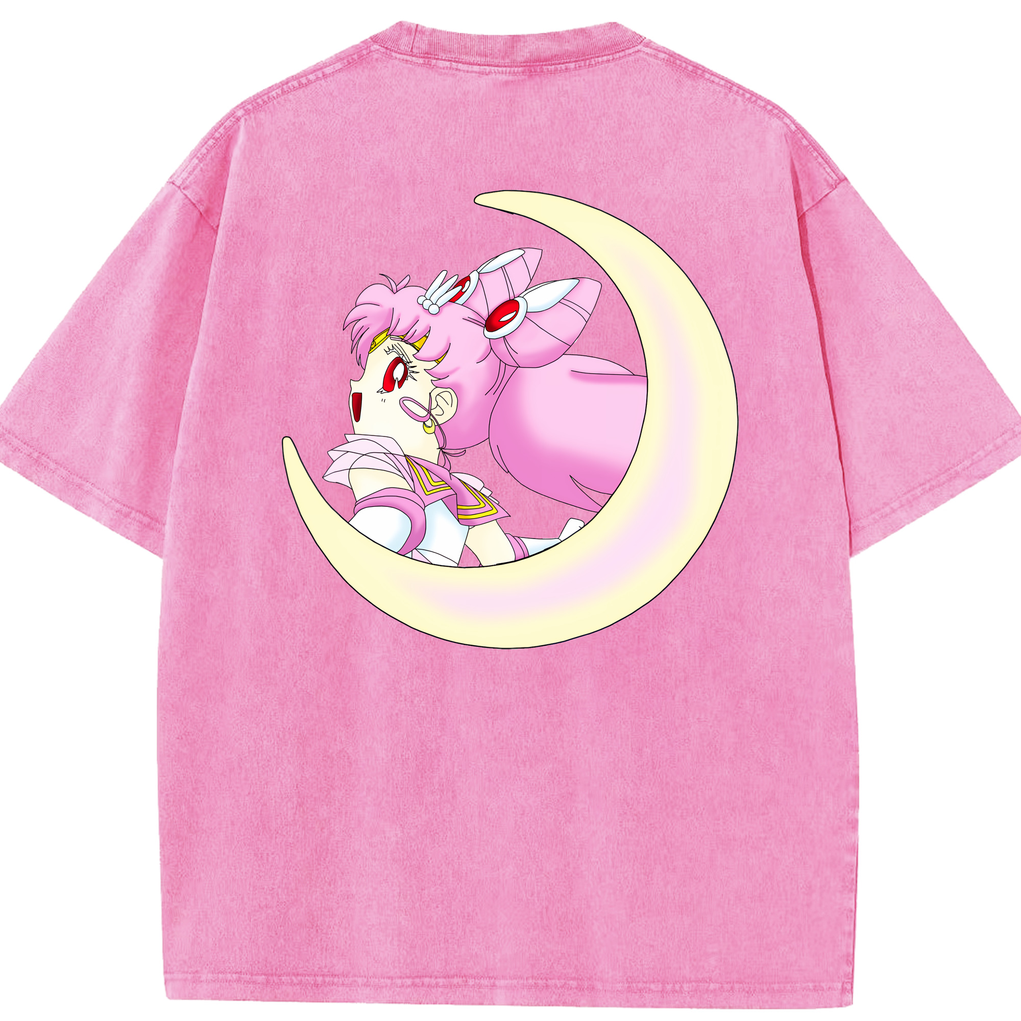 （画像用） 美少女戦士セーラームーン ちびうさ Sailor Moon Chibiusa Tsukino Usagi Small Lady Serenity 綿100% ヴィンテージ風 半袖Tシャツ（背面プリント）